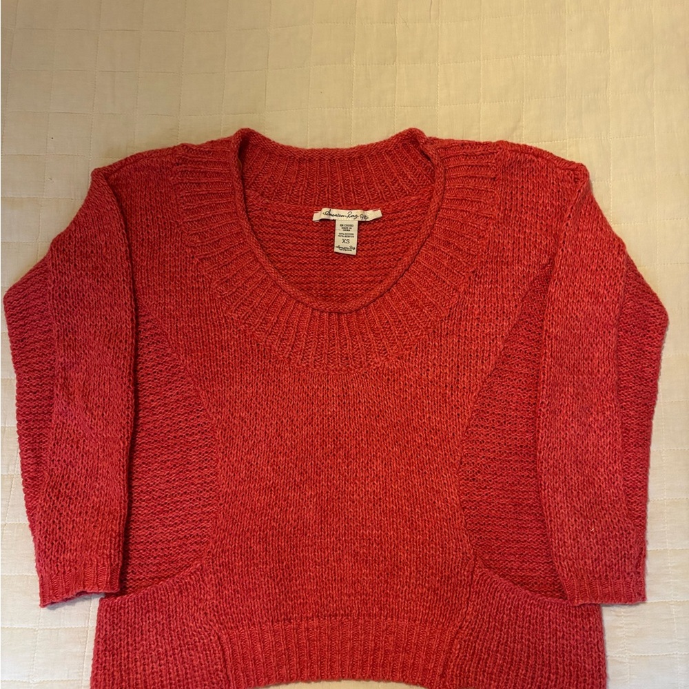 Coral Women's Cropped Pullover Sweater with Scoop Neck